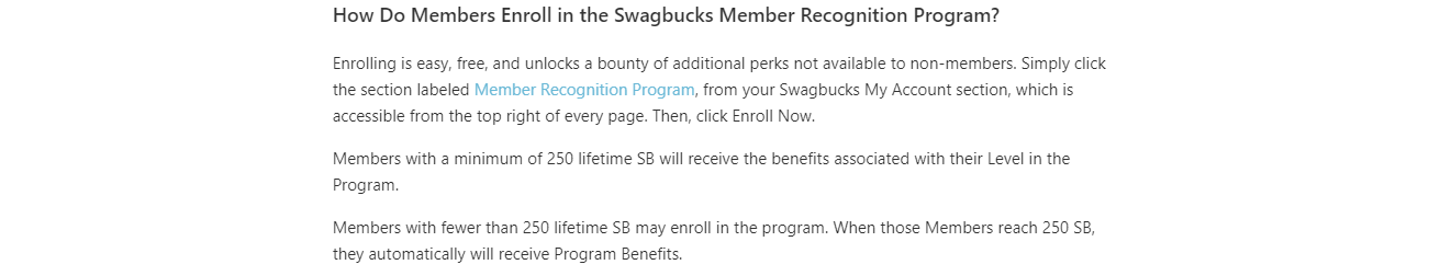 Swagbucks Membership Recognition Program